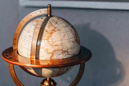 Close-up of a globe on a shelf at a museum.の素材