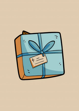 a blue gift box with a blue ribbonの素材