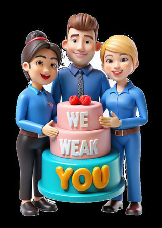 a 3d image of a family with a cakeの素材