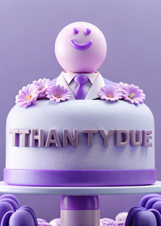 a cake with a man on top of itの素材