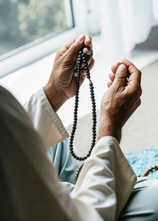 A serene close-up captures a personの素材