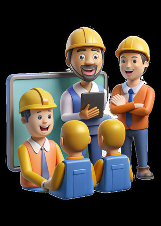 3D construction team clipartの素材