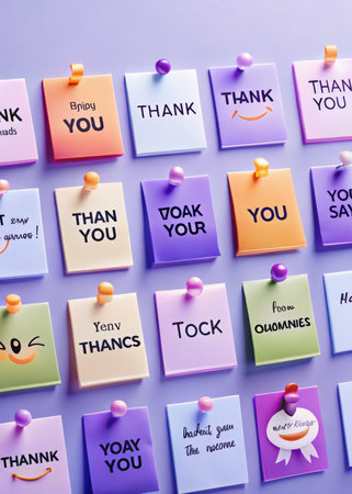 a bunch of sticky notes with thank written on themの素材