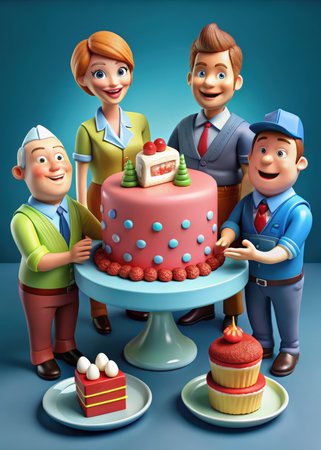 the family is ready to celebrate their birthdayの素材