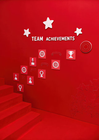 a red wall with a bunch of white starsの素材