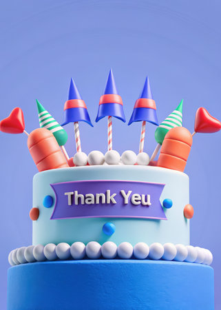 a cake with a birthday hat on topの素材