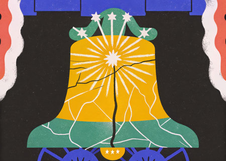 This captivating abstract artwork showcases a stylized bell radiating light, symbolizing resilience and potential. Dynamic colors and shapes create a sense of energy, perfect for inspiring designs.の素材