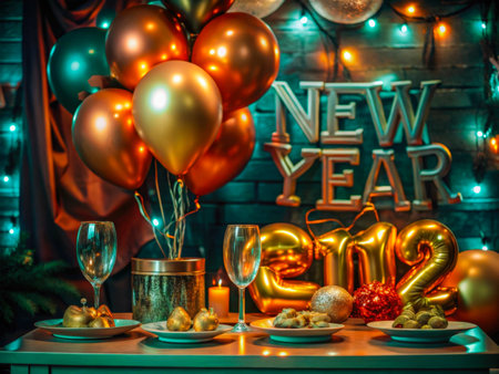 a table with a plate of food and a glass of wineの素材