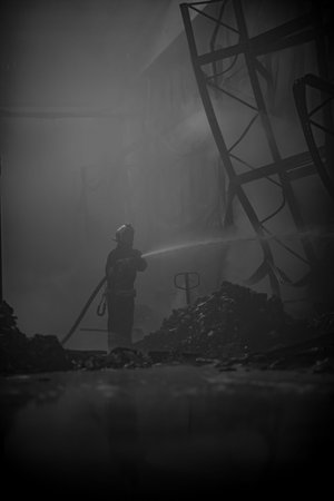 Firefighters in the building are extinguishing the fire. Chisinau, Moldova, 7 January 2026.のeditorial素材