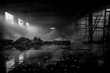 Firefighters in the building are extinguishing the fire. Chisinau, Moldova, 7 January 2026.のeditorial素材