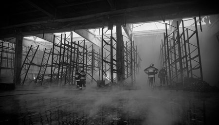 Firefighters in the building are extinguishing the fire. Chisinau, Moldova, 7 January 2026.のeditorial素材