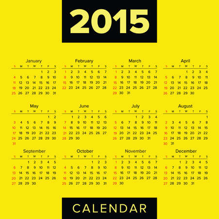 Simple european 2015 year vector calendarのイラスト素材