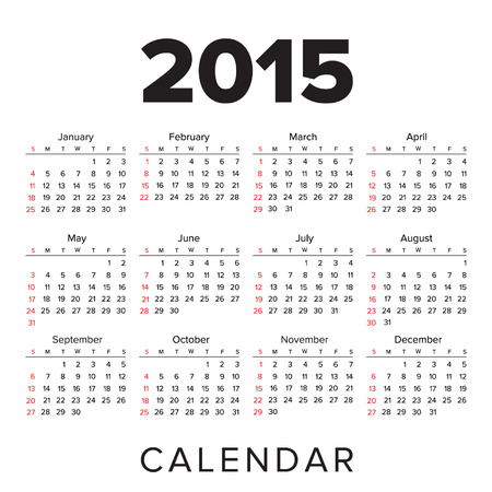 Simple european 2015 year vector calendarのイラスト素材
