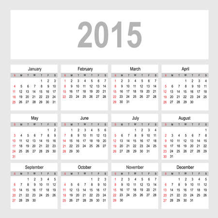 Simple european 2015 year vector calendarのイラスト素材