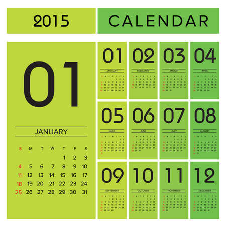 Simple european 2015 year vector calendarのイラスト素材