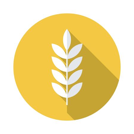 Flat design style leaf Icon with long shadow.のイラスト素材