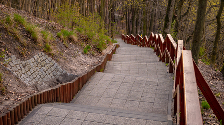 Long stairs. Pacholek Hill in Gdansk Oliwa.