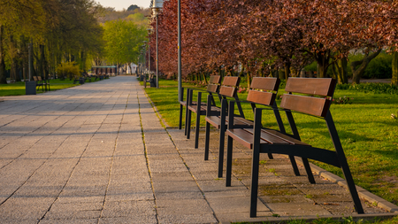 Amazing promenade in Gdynia in the morning.の写真素材