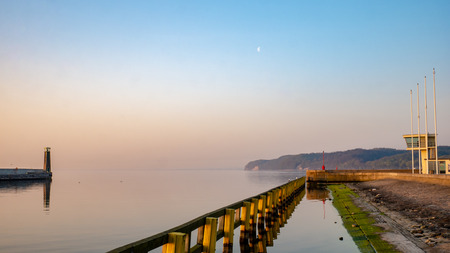 View of port area in Gdynia at Baltic Sea in Poland. Morning time.の写真素材