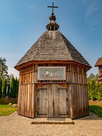 Szymbark, Poland - April 27, 2019. Small wooden church of Saint Raphael in Szymbark.のeditorial素材