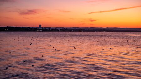 Sunset view from Gdansk New Port, West Breakwater (west breakwater)の写真素材