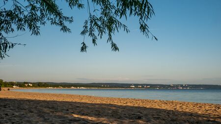 Baltic Sea and the Gulf of Danzig coast in Poland. Blue sunny sky.の写真素材
