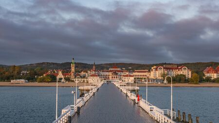 The Sopot Pier and beautiful cityview / cityscape of Sopot, Poland. Early morning. October.の写真素材