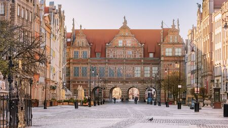 The Green Gate in the old town of Gdansk. Green gate is entrance to the Long Lane street and beginning of the Royal route in Gdanskの写真素材