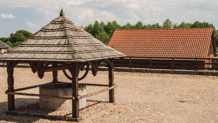 Water well in the courtyard in Tykocin, Polandの写真素材