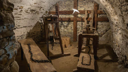 Niedzica, Poland. 09/10/2020. Torture chamber in Dunajec Castle, Niedzica.のeditorial素材