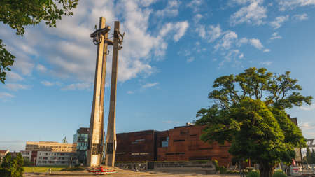 Gdansk, Poland. 09/16/2020. ESC European Solidarity Center and Monument to the fallen Shipyard Workers 1970, Gdansk, Poland.のeditorial素材