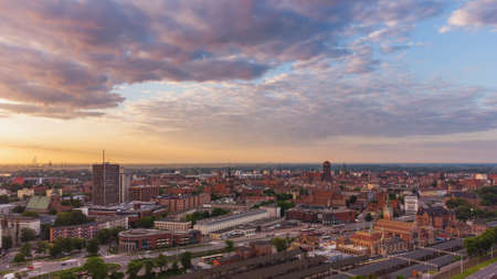 A beautiful panorama of GdaÅsk in the morning with a soft light touching the buildings. Poland.の写真素材