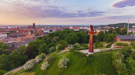 Gradowa Mountain in GdaÅsk and the panorama of the city.の写真素材