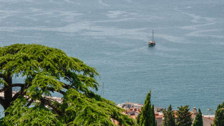 View of the Adriatic Sea from the town of Piran, Slovenia.の写真素材