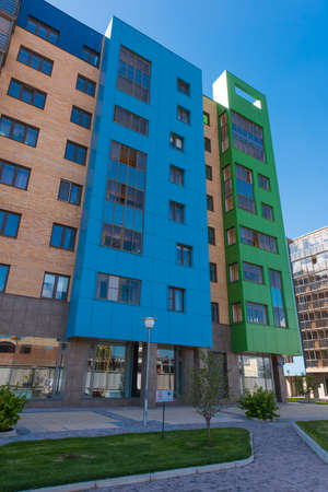 Modern building with blue skyの写真素材