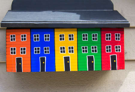 Hand-crafted mailboxes seen in St. John\\の写真素材