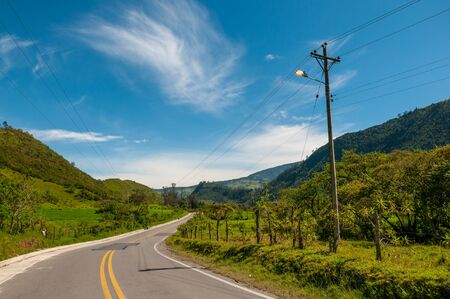 Empty highway in Colombia between mountainous zone. Colombiaの写真素材