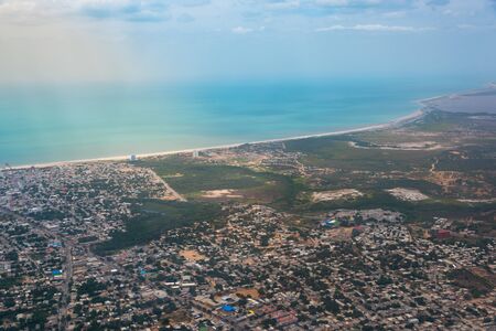 Aerial view of Riohacha the capital of Guajira in Colombiaの写真素材