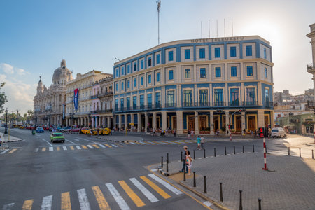 Avenida del Prado is one of the most important avenues in Old Havana where you can see the most representative buildings and visited by tourists in the city. Havana Cuba. January 2, 2019.のeditorial素材