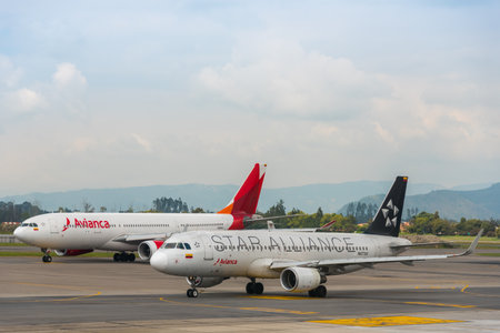 Aerial view from a landscape Avianca plane between mountains without human presence. Cundinamarca Colombia. May 7, 2019のeditorial素材