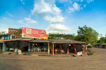 Typical rural restaurant on the roads of Colombia. Atlantic Department. Colombia. November 6, 2019のeditorial素材