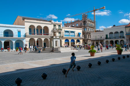 Plaza Vieja in the center of Old Havana is one of the most visited places by tourists who visit the island. Havana. Cuba January 29, 2011.のeditorial素材