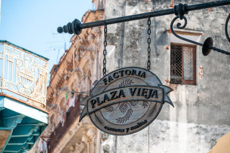 Poster of the old square in the tourist center of the capital of Cuba. Havana Cuba. March 11, 2015.のeditorial素材