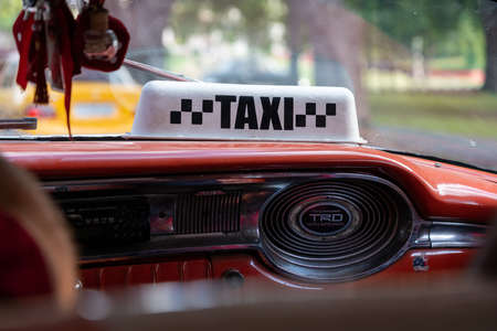 Close-up of a taxi cabの写真素材