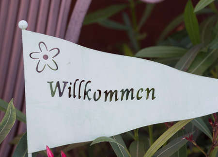 White welcome flagの写真素材