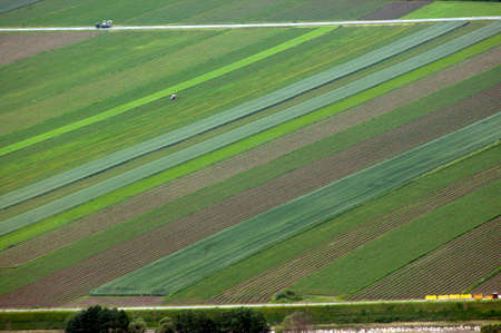 farmland in spring with view from the skyの写真素材