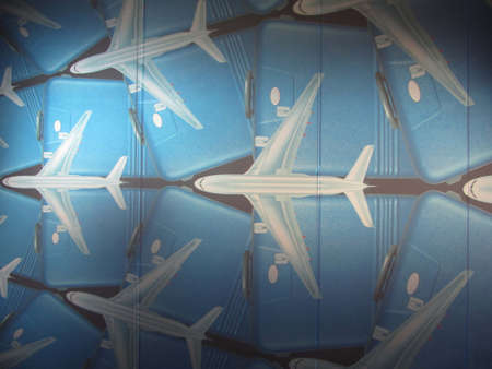 airplane symbol on blue backgroundの写真素材