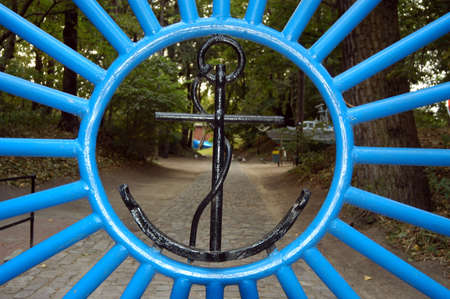 anchor symbol on a gateの写真素材