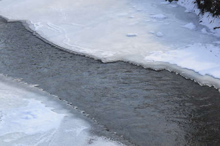 creek on snowy winter day