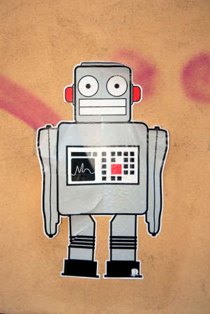 robot sticker on a wall